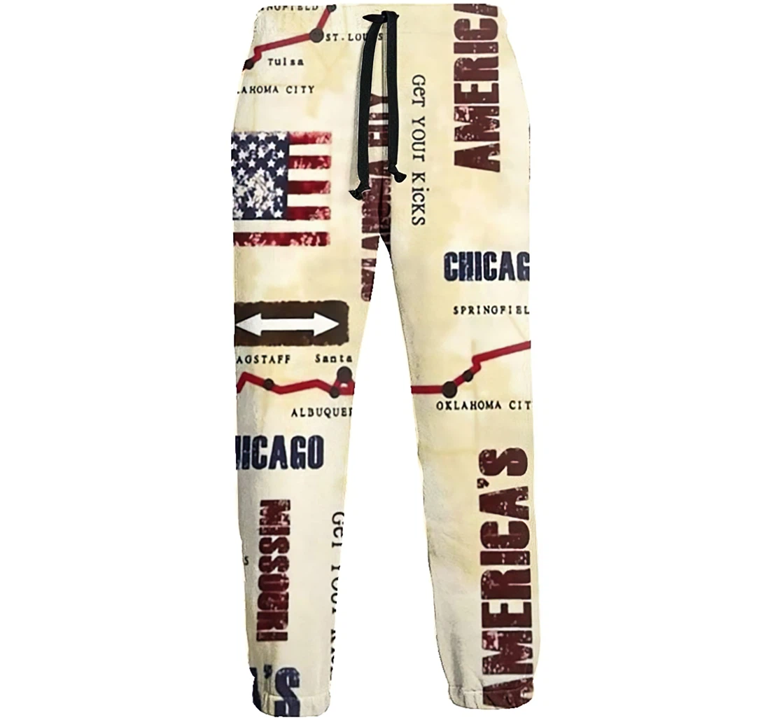 Vintage Road Map Jogger Pants 3d Sweat Pants Hip Hop Garment Unisex Spring Sweatpants Sweatpant