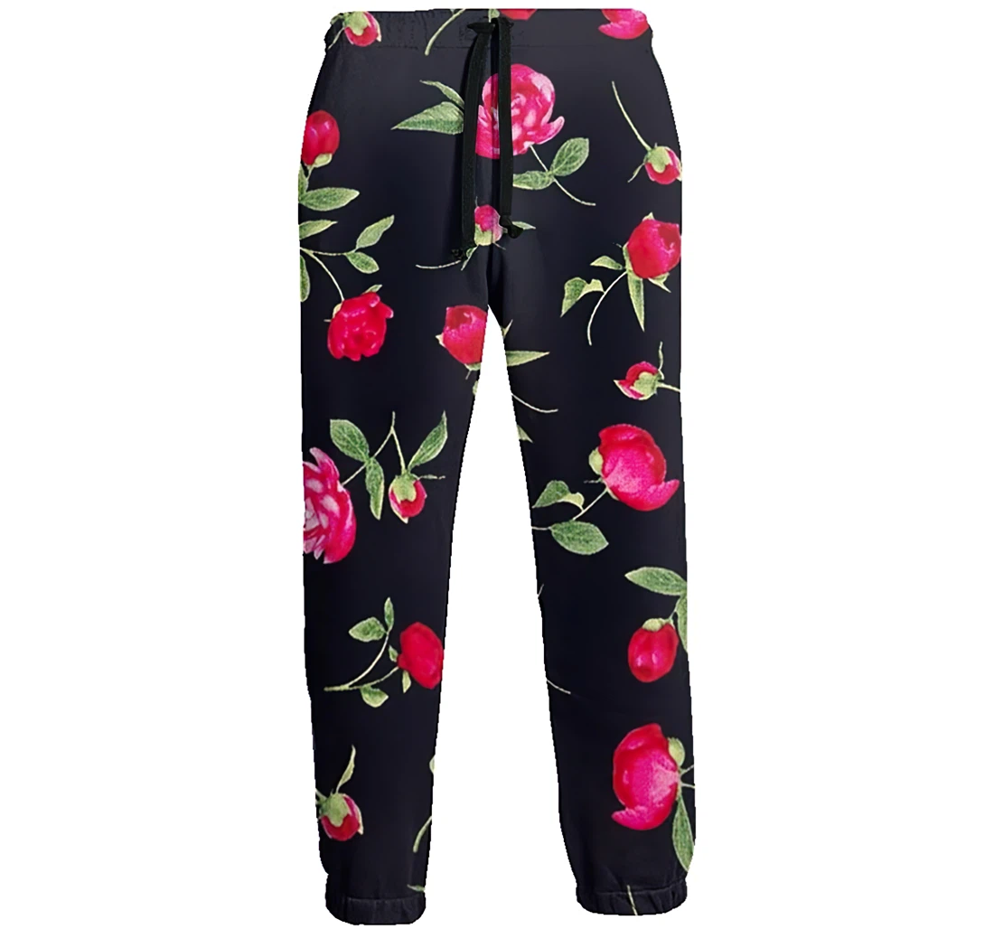 Romantic Roses Flowers Pattern Menwomen Sweatpants Funny Joggers Pants Sports Trousers With Drawstring Sweatpant
