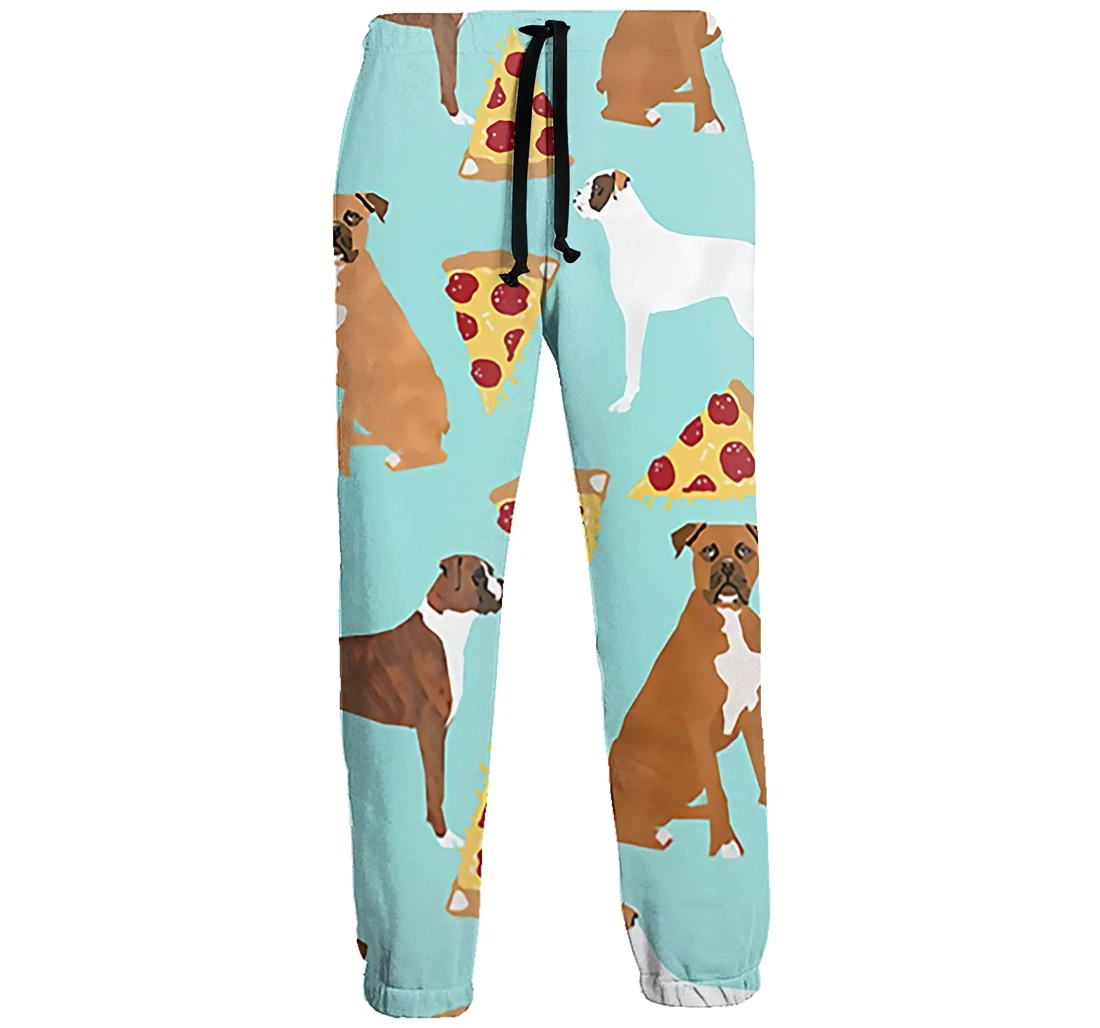 Boxer Dog Pizza Pattern Jogger Pants 3d Sweat Pants Hip Hop Garment Unisex Spring Sweatpants White Sweatpant