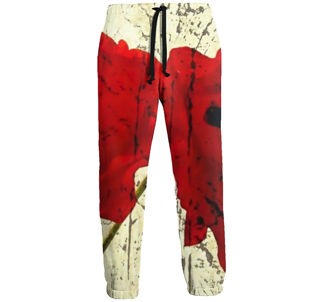 Red Poppy Flower Art Pattern Menwomen Sweatpants Funny Joggers Pants Sports Trousers With Drawstring Sweatpant