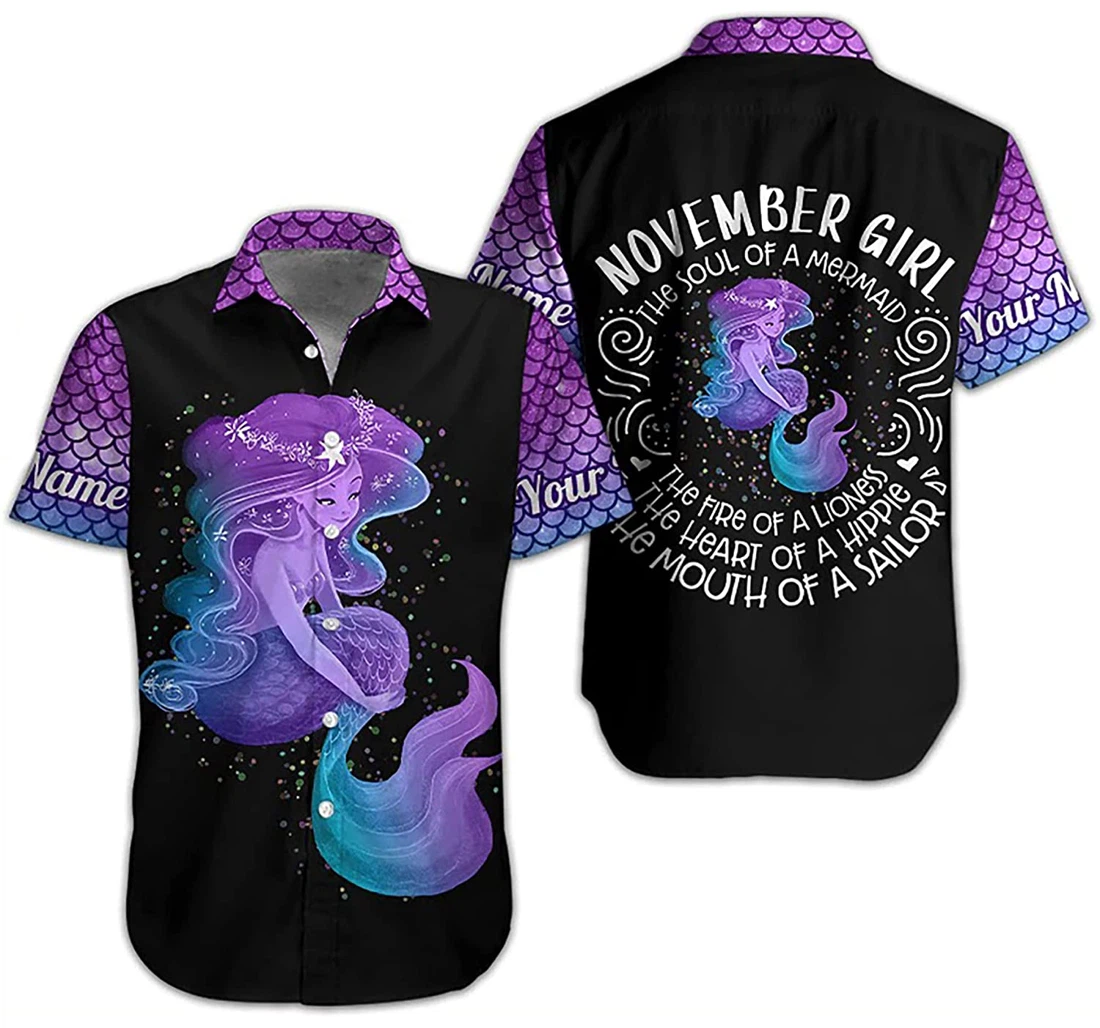 Personalized November Girl The Soul Of The Mermaid All Over Printed 3d T-shirt Hoodie Polo Bomber Sweatshirt Baseball Jersey - 3D Printed T-shirt