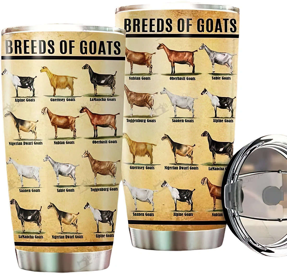 BREEDS OF DAIRY GOATS Tumbler 20 Oz Or 30 Oz Double Wall Insulated Cups With Lids Travel Mug