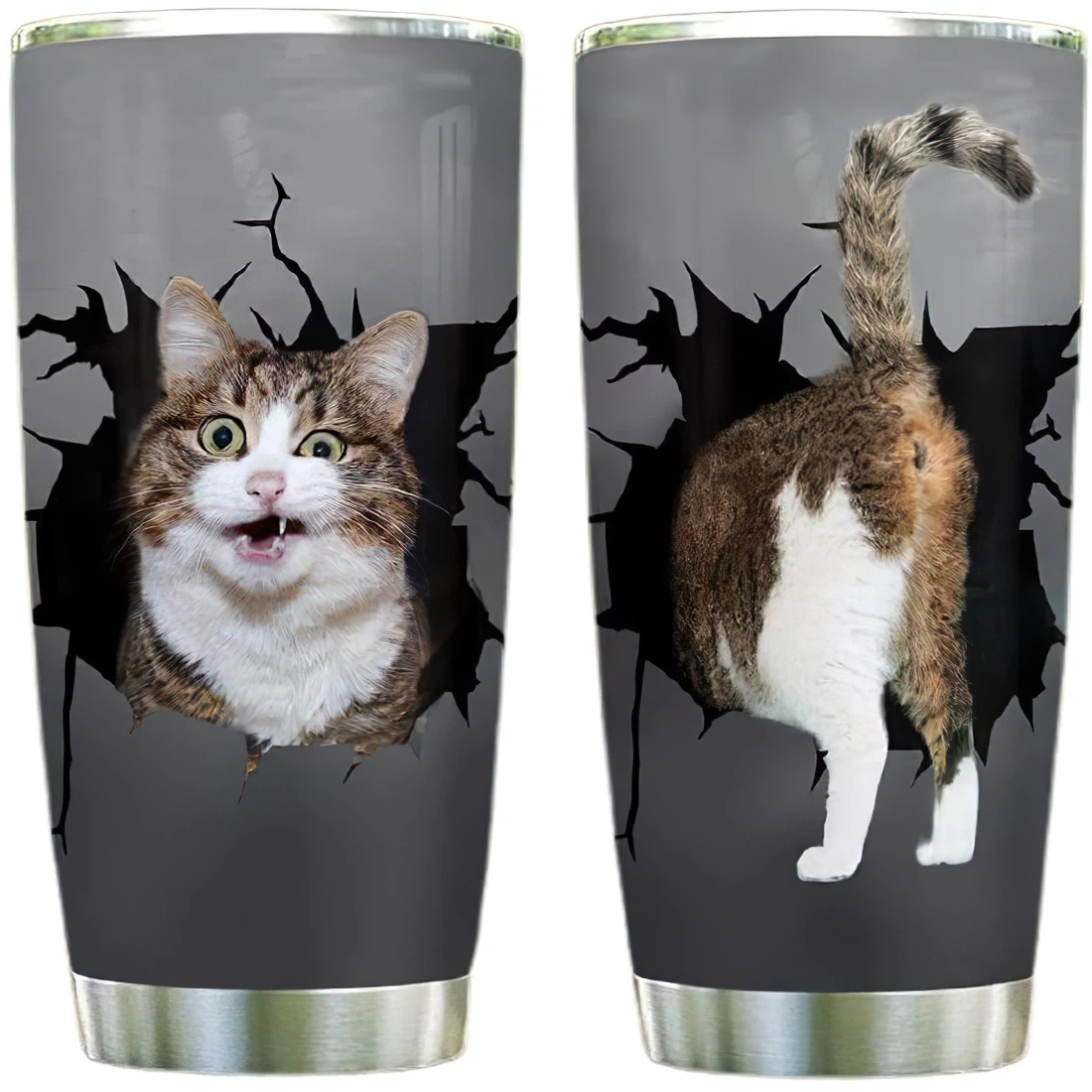 Funny Cat Break Custom Name Tumbler Cup With Lid Straw 20 Oz 30 Oz 