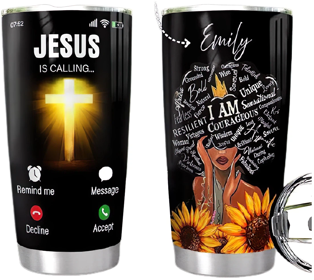 Black Women Call Jesus Tumbler Cup With Lid Straw 20 Oz 30 Oz