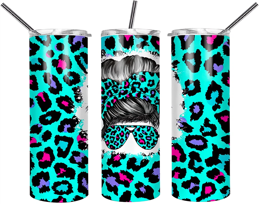 Tumblers 17 Oz Glitter  skinny tumbler leopard messy mom wrap tapered straight