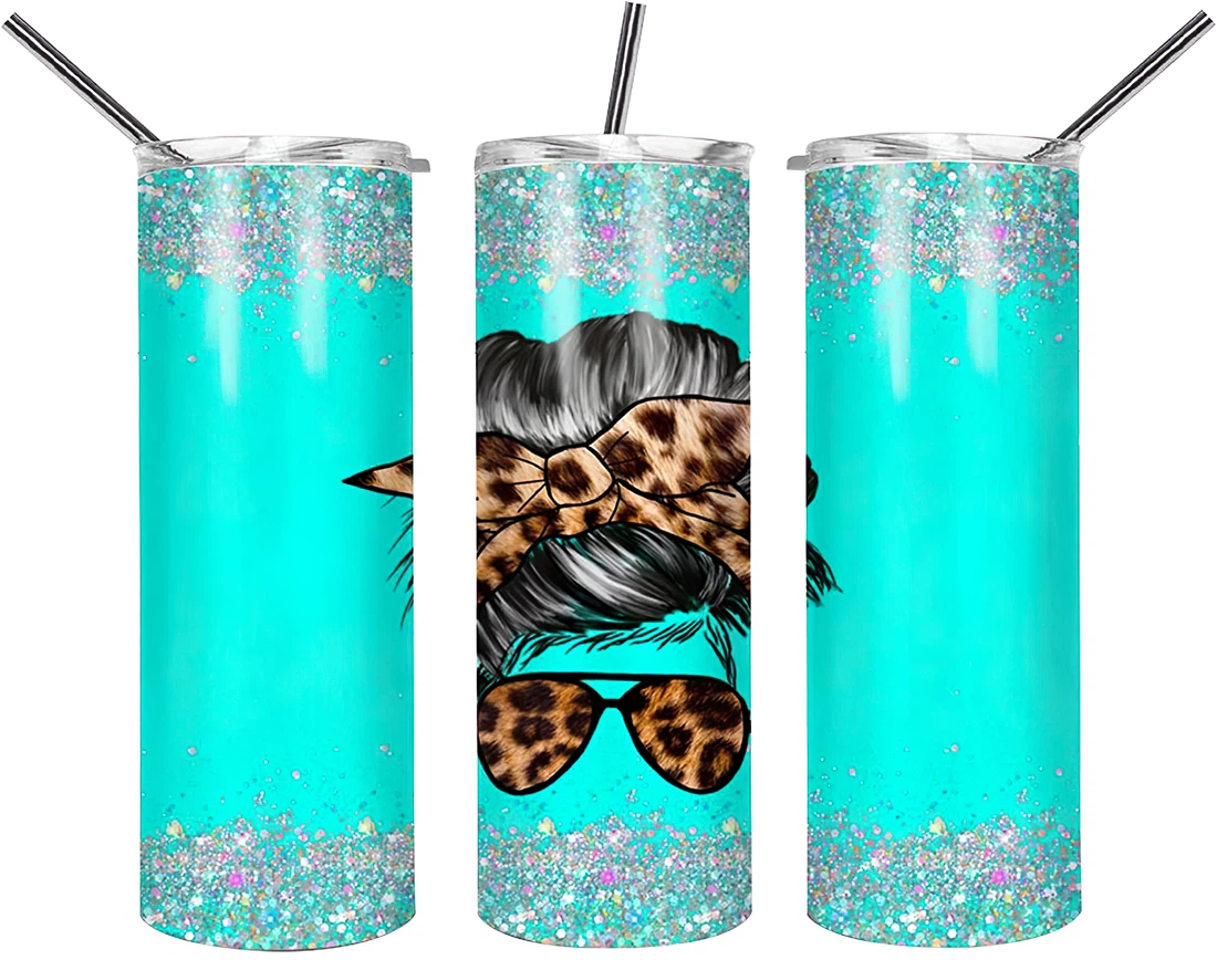 Tumblers 17 Oz Glitter skinny tumbler leopard glitter mom wrap tapered straight