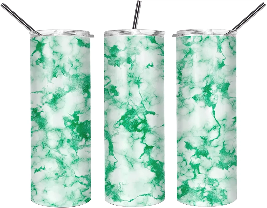 Tumblers 17 Oz Glitter  skinny tumbler green marble wrap tapered straight