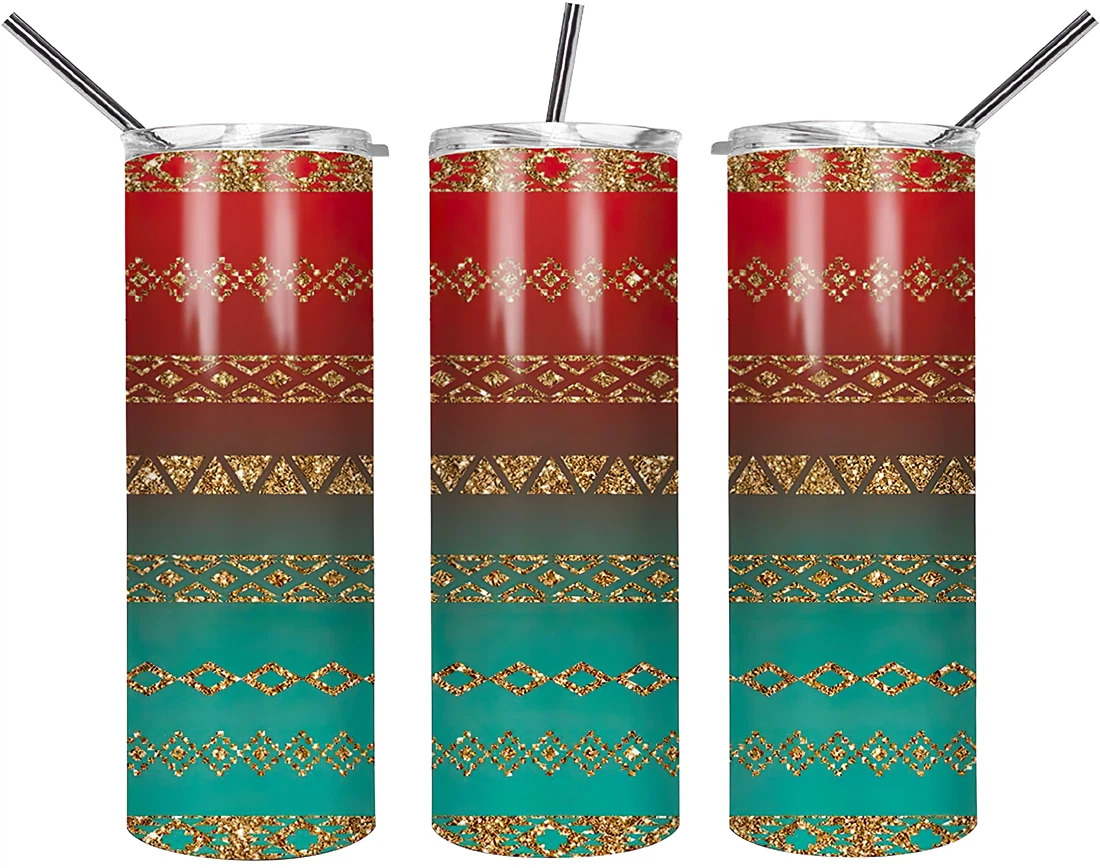 Tumblers 17 Oz Glitter  skinny tumbler gold aztec wrap tapered straight