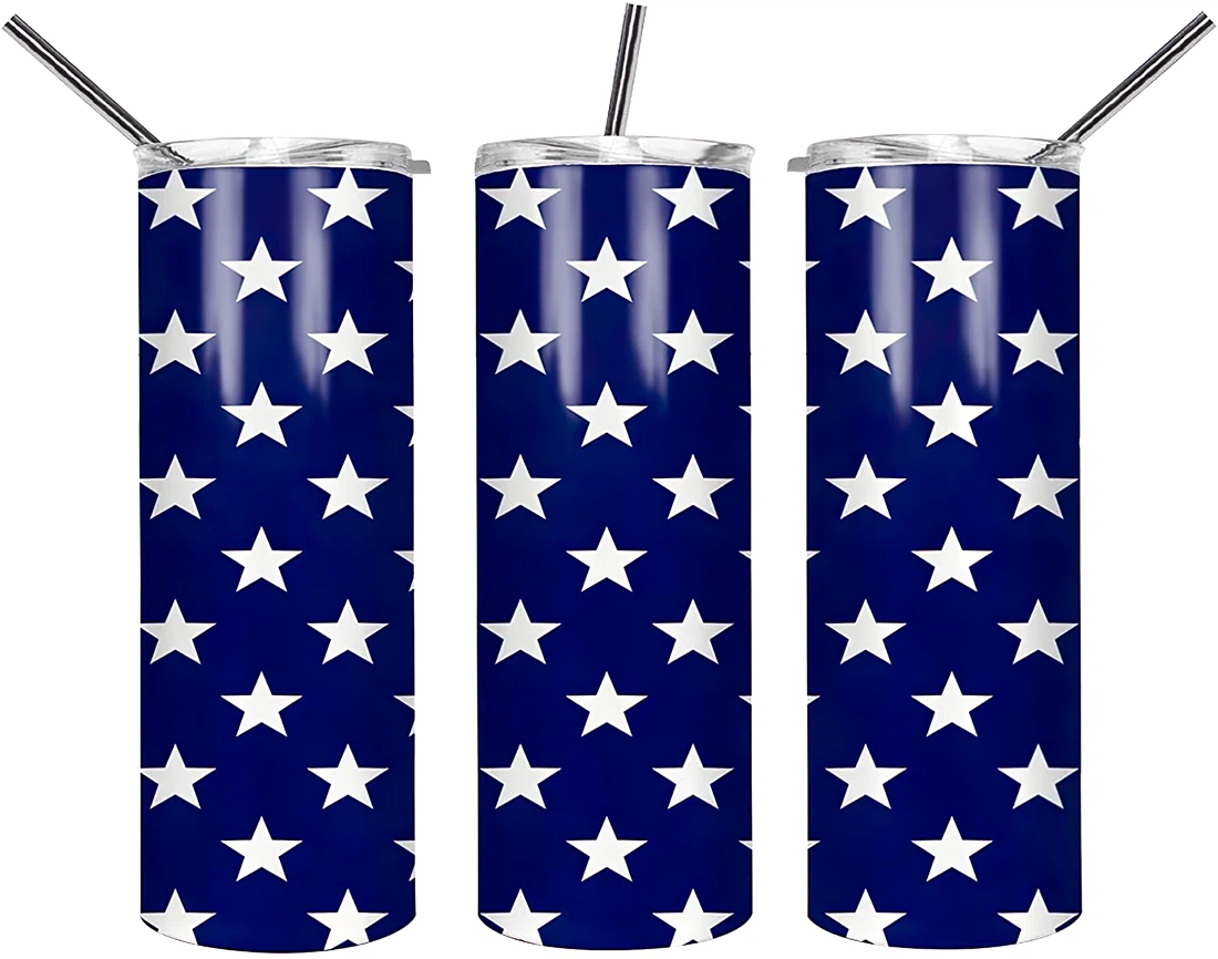 Tumblers 17 Oz Glitter  skinny tumbler blue star patriotic wrap tapered straight