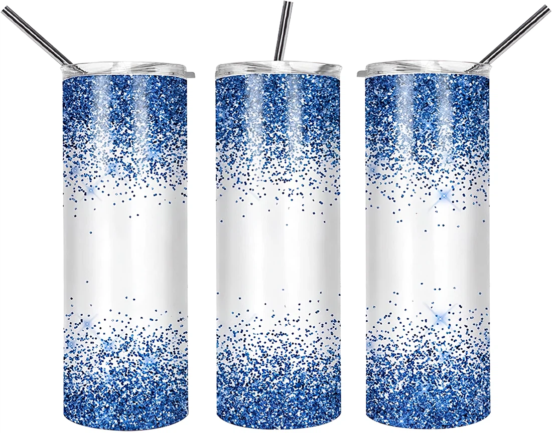 Tumblers 17 Oz Glitter skinny tumbler blue glitter wrap tapered straight