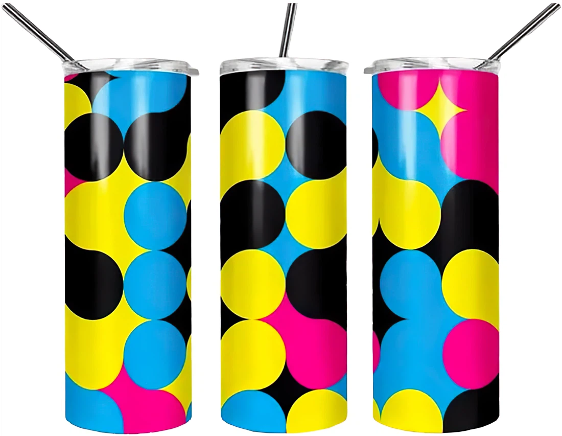 Personalized Name Color Spot Blue Black Pink Stainless Steel Skinny Tumblers 17 Oz Glitter with Lid and Plastic Straws Travel Mug
