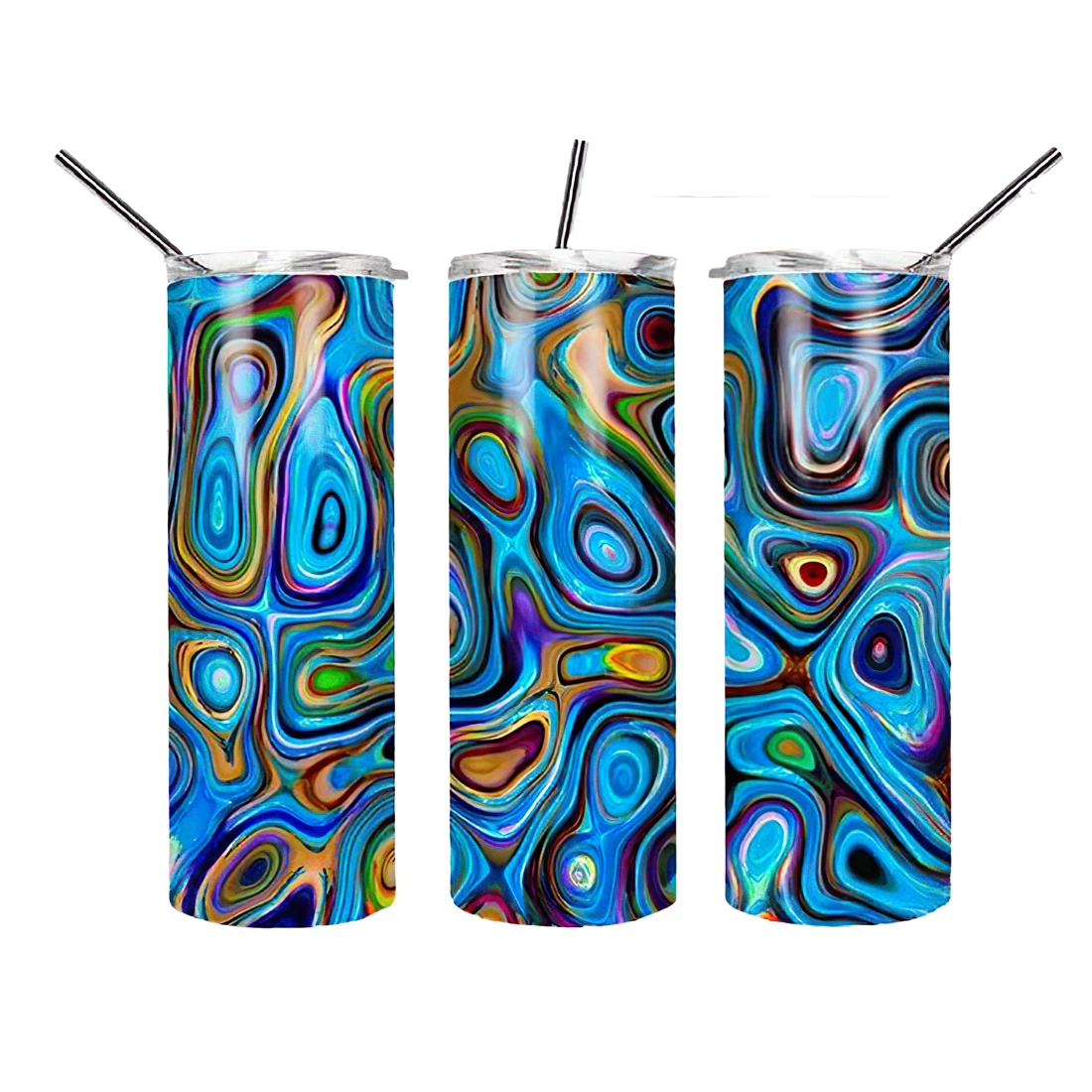 Personalized Name Color Movement Marble Stainless Steel Skinny Tumblers 17 Oz Glitter with Lid and Plastic Straws Travel Mug