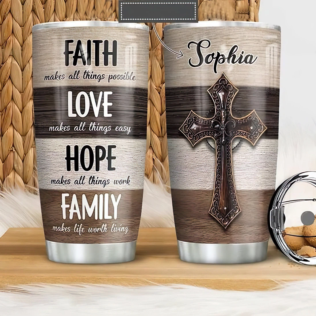 Personalized Name Faith Hope Love Family Cross 2 Tumbler 20 Oz Or 30 Oz