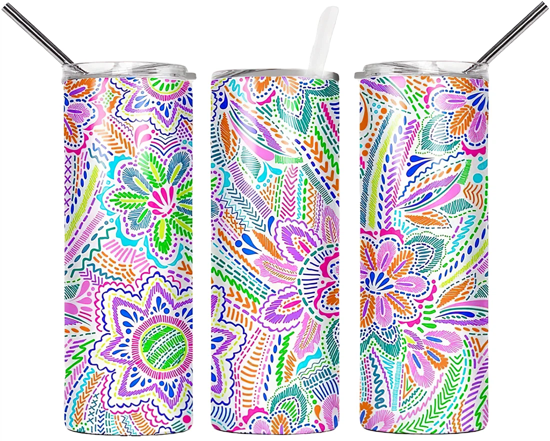 Personalized Name Multicolored Casual Pattern Tumblers 17 Oz Glitter with Lid and Plastic Straws Travel Mug