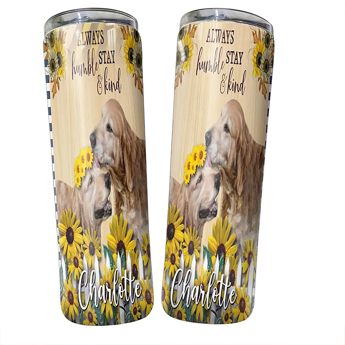 Personalized Name Golden Sunflower Lovely Tumbler 17 Oz Glitter with Lid and Plastic Straws Travel Mug