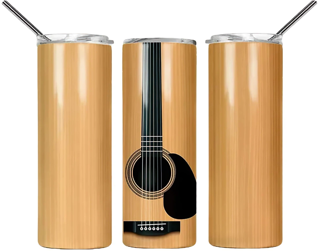 Personalized Name Guitar Passion Good Music Tumbler 17 Oz Glitter with Lid and Plastic Straws Travel Mug