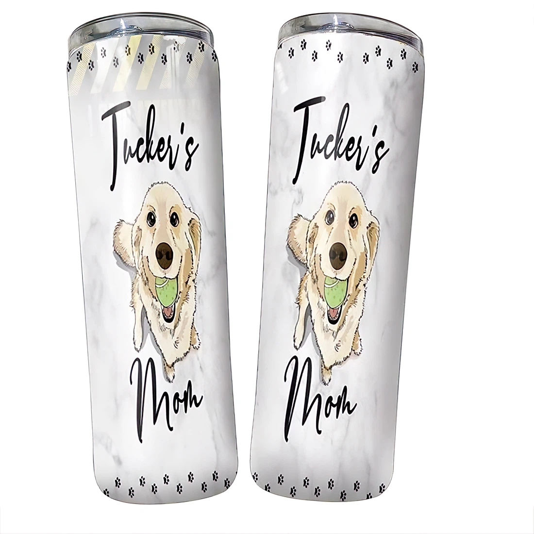 Personalized Name Golden Retriever Mom Tumbler 17 Oz Glitter with Lid and Plastic Straws Travel Mug