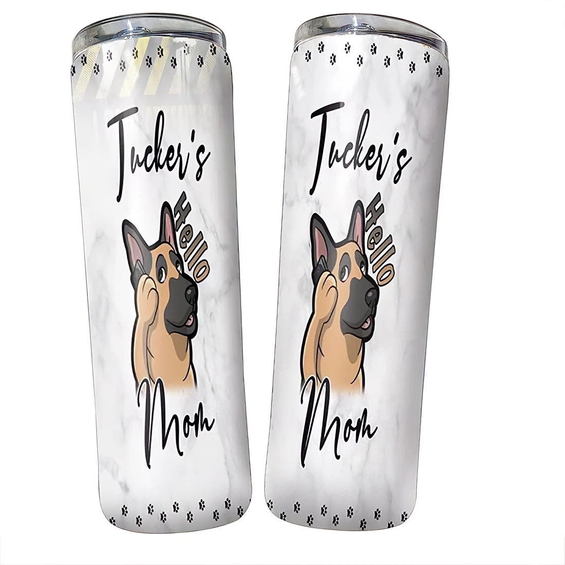 Personalized Name German Shepherds Mom Tumbler 17 Oz Glitter with Lid and Plastic Straws Travel Mug