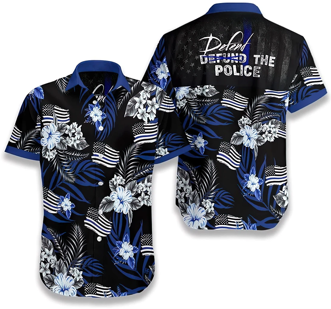 Personalized Defend The Police Soft And Hawaiian Shirt, Button Up Aloha Shirt For Men, Women