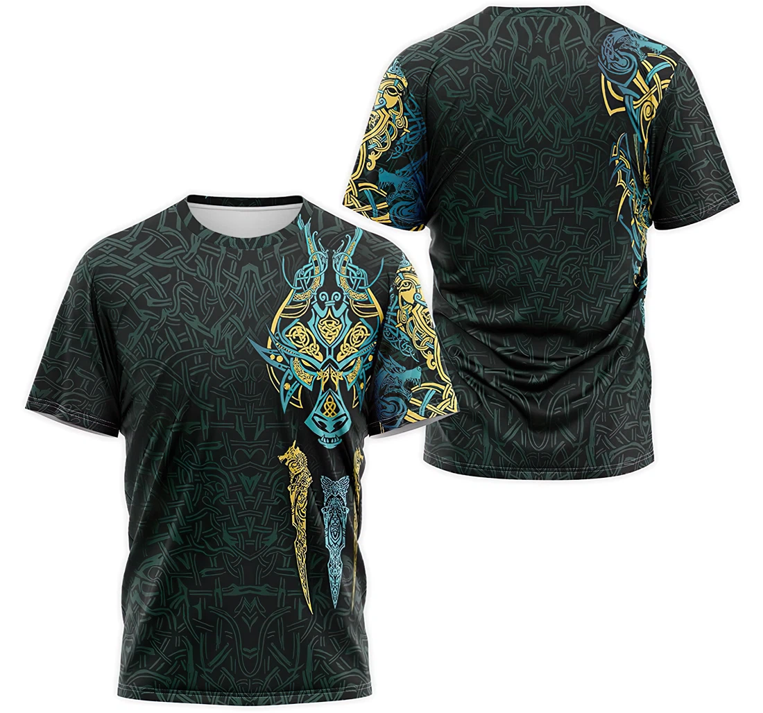 T-Shirt, Hoodie - Dragon Odin Nordic Compass Norse Mythology Pattern 3D Printed