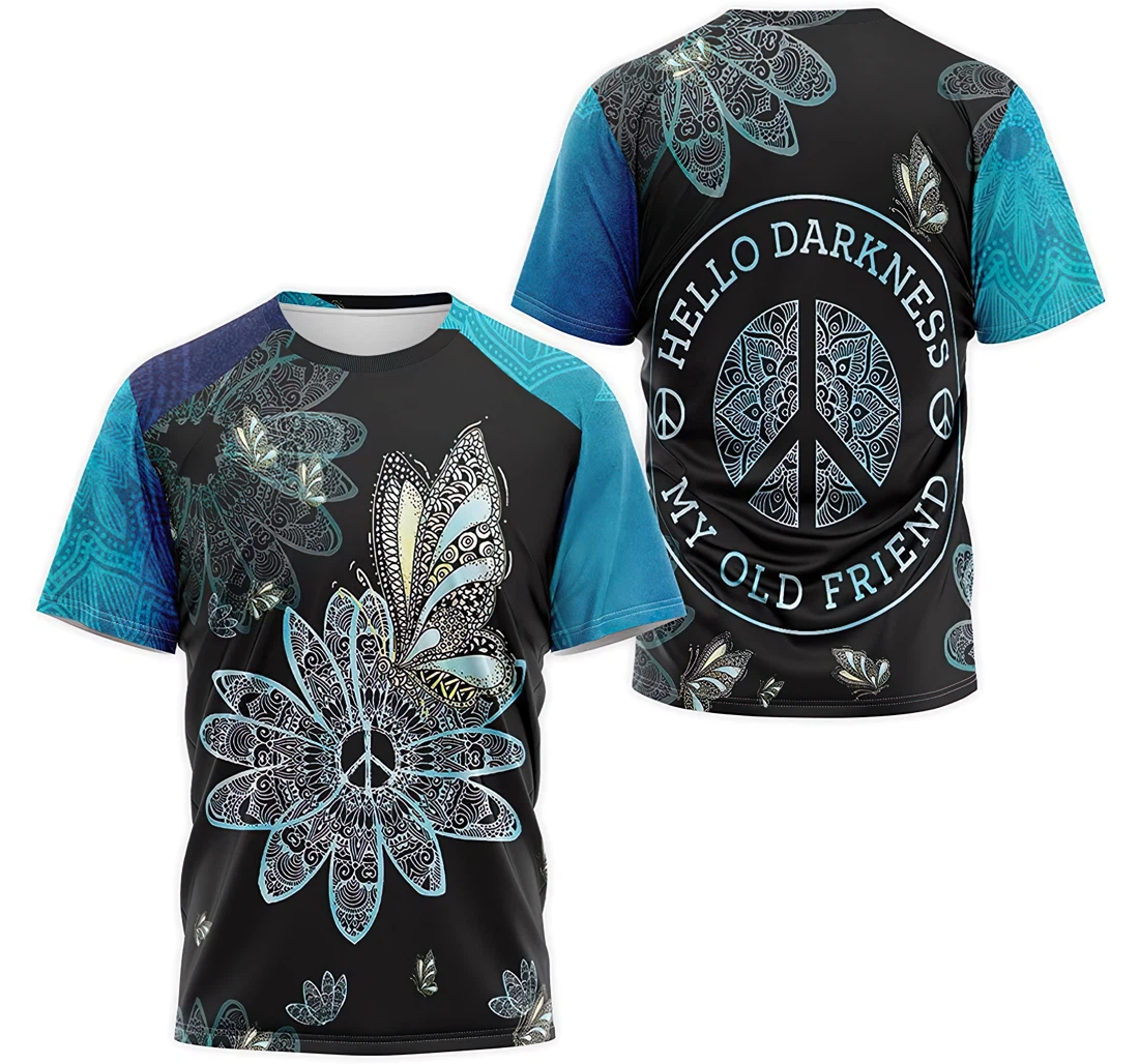 T-Shirt, Hoodie - Hippie Mandala Hello Darkness My Old Friend 3D Printed
