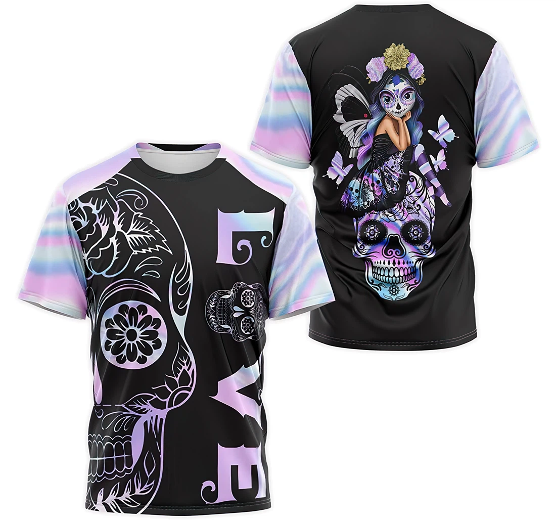 T-Shirt, Hoodie - Custom Name Love Mandala Skull Angel Butterfly 3D Printed