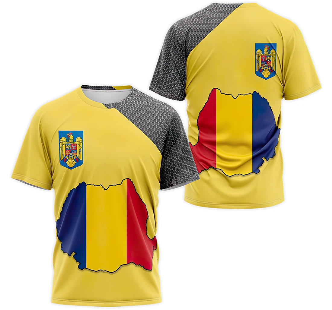 T-Shirt, Hoodie - Romania Coat Of Arms Flag Map Expat 3D Printed