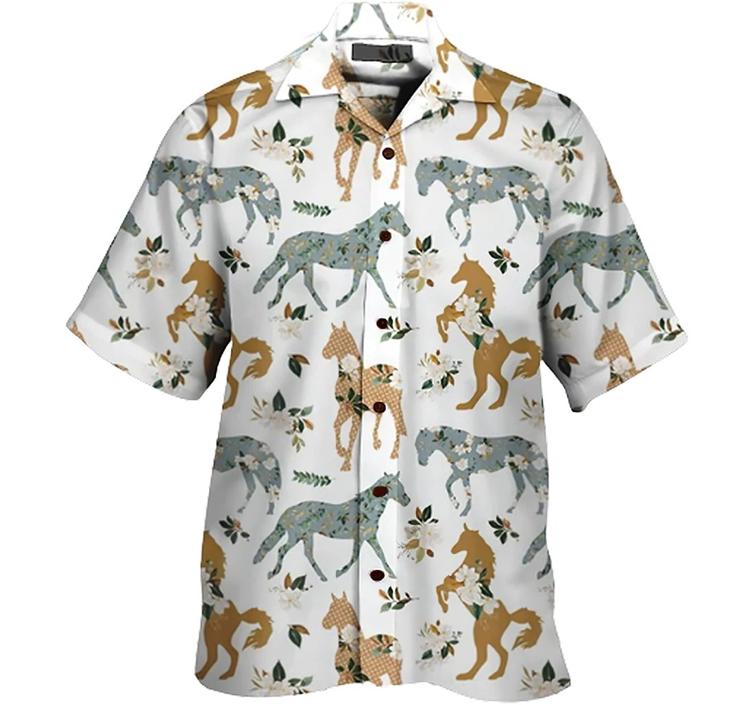 Personalized Horse Soft Hawaiian Shirt, Button Up Aloha Shirt For Men, Women