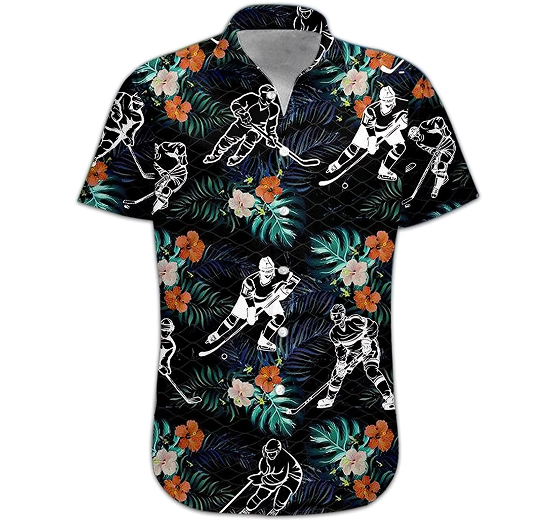 Hockey Soft And Hawaiian Shirt, Button Up Aloha Shirt For Men, Women
