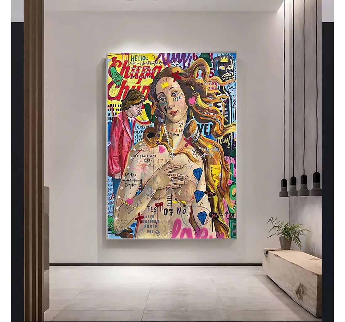 Graffiti Famous The Birth Of Venus Printed Poster, Framed Canvas, Wall Art