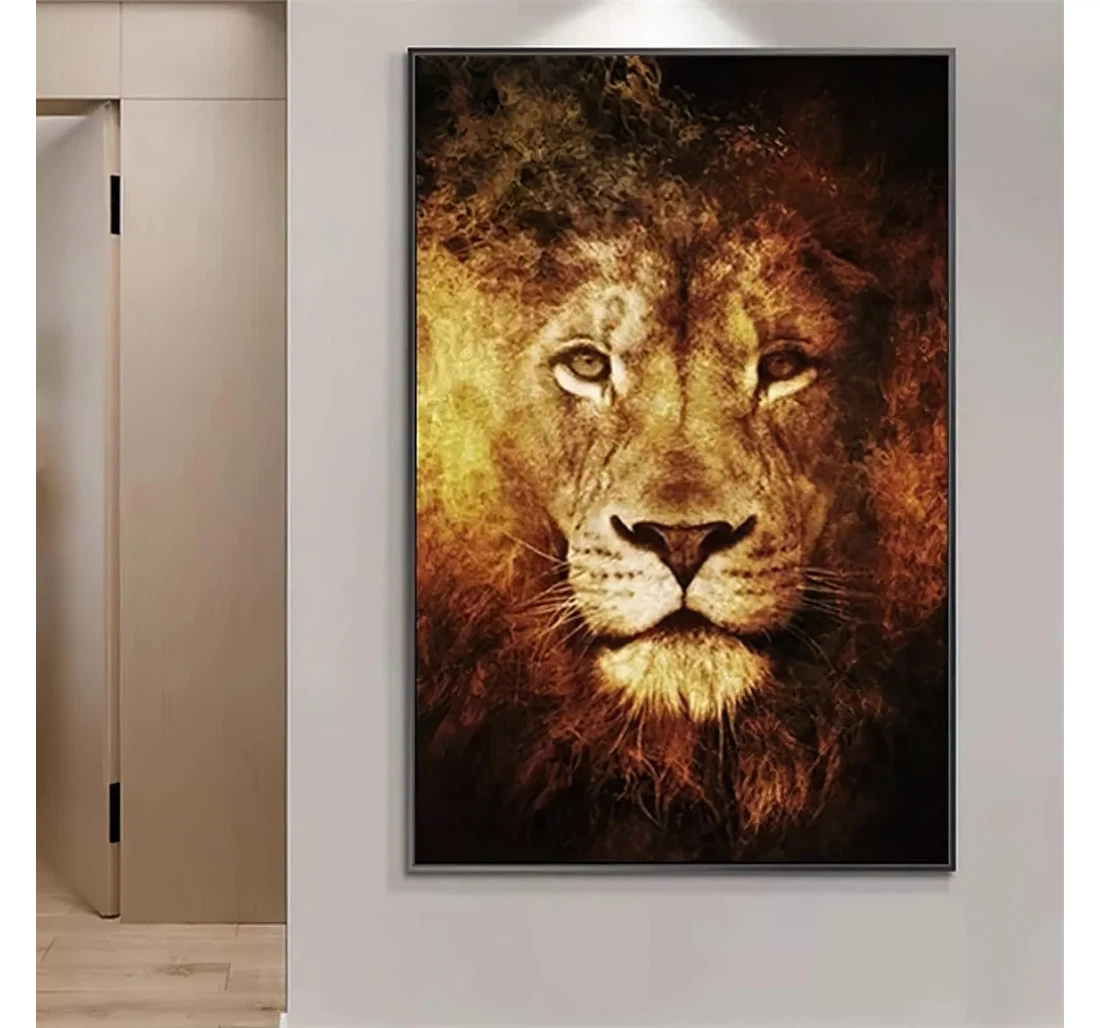 Lion Of Judah And Lions Head Animals Printed Poster, Framed Canvas, Wall Art