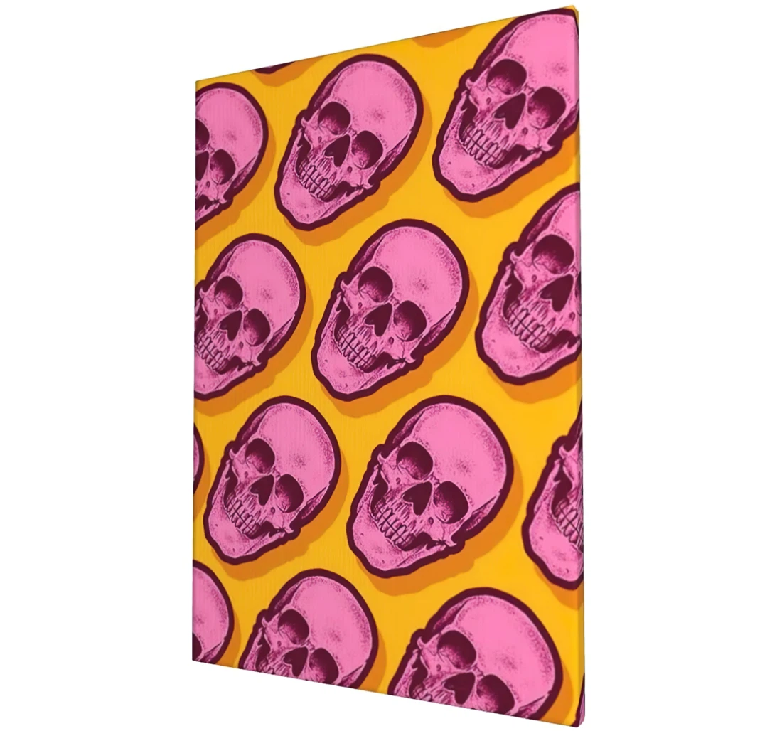 Decoration-pink Skull Mural,hanging Painting, Inner Printed Poster, Framed Canvas, Wall Art