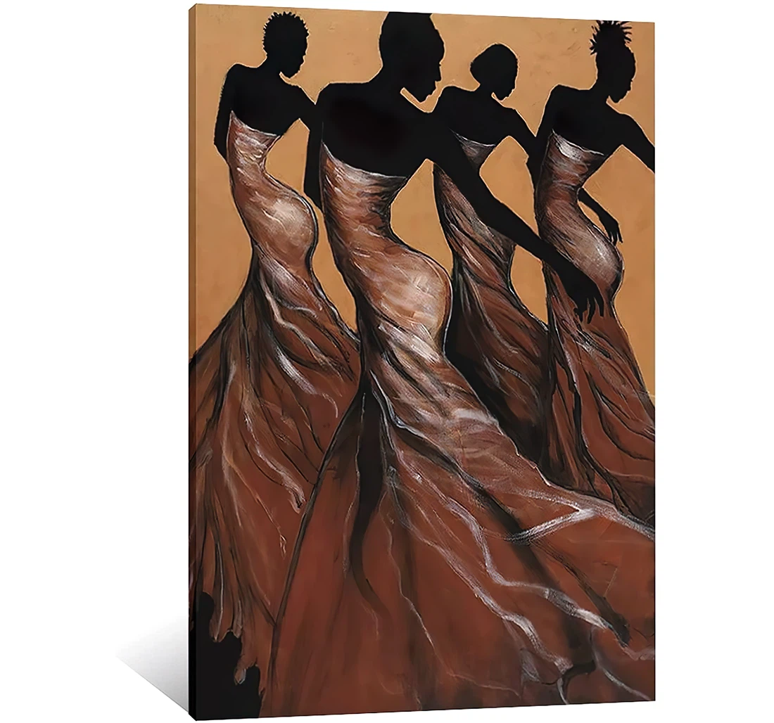 African American Black Girl African Women Dancing Printed Poster, Framed Canvas, Wall Art