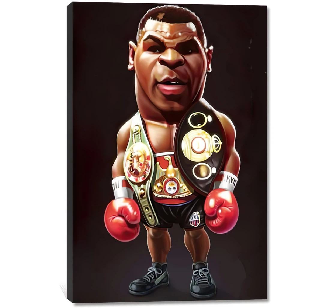 Mohammed Boxing Legend Prints, Mini Cute Mohamed Boxing Comic Printed Poster, Framed Canvas, Wall Art