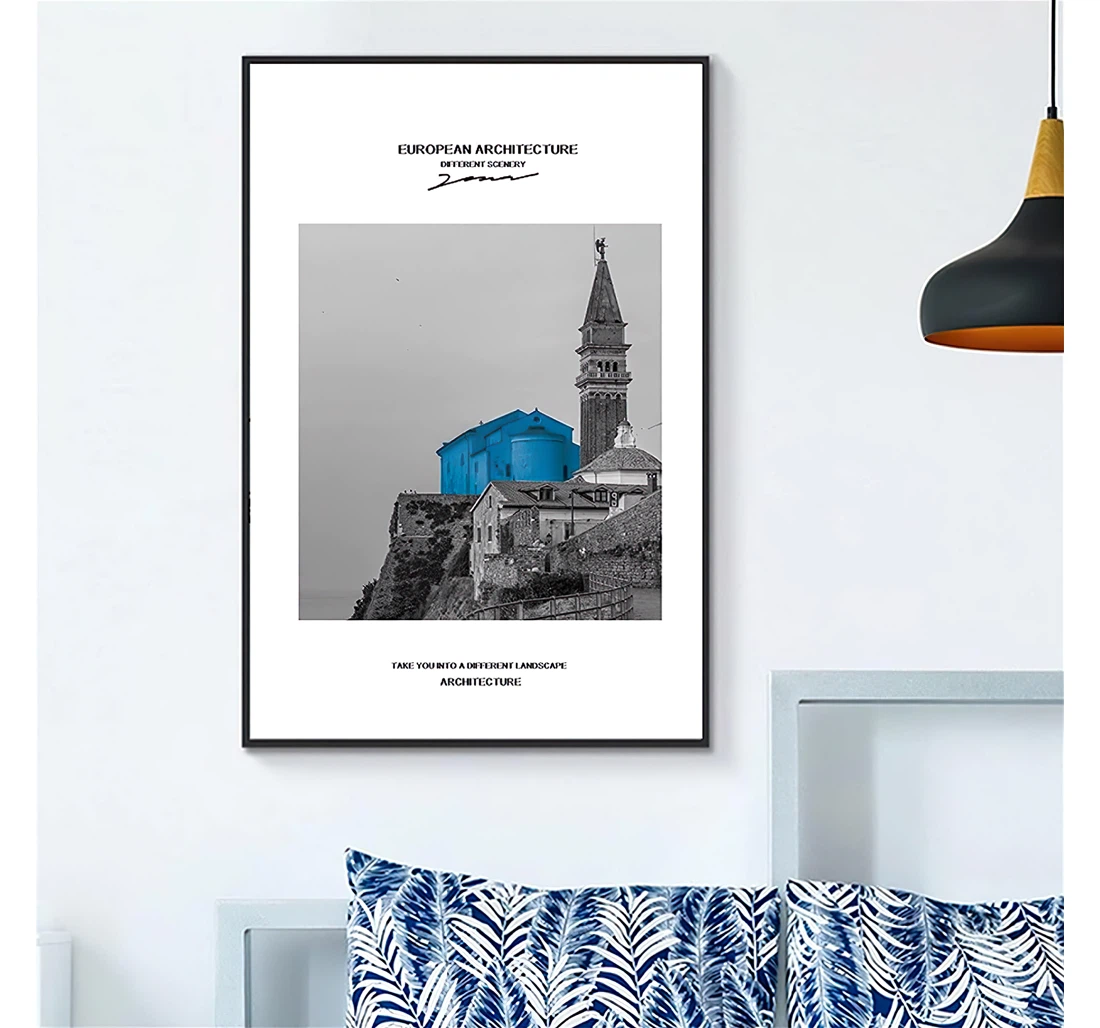 Landscape European Architecture Printed Poster, Framed Canvas, Wall Art