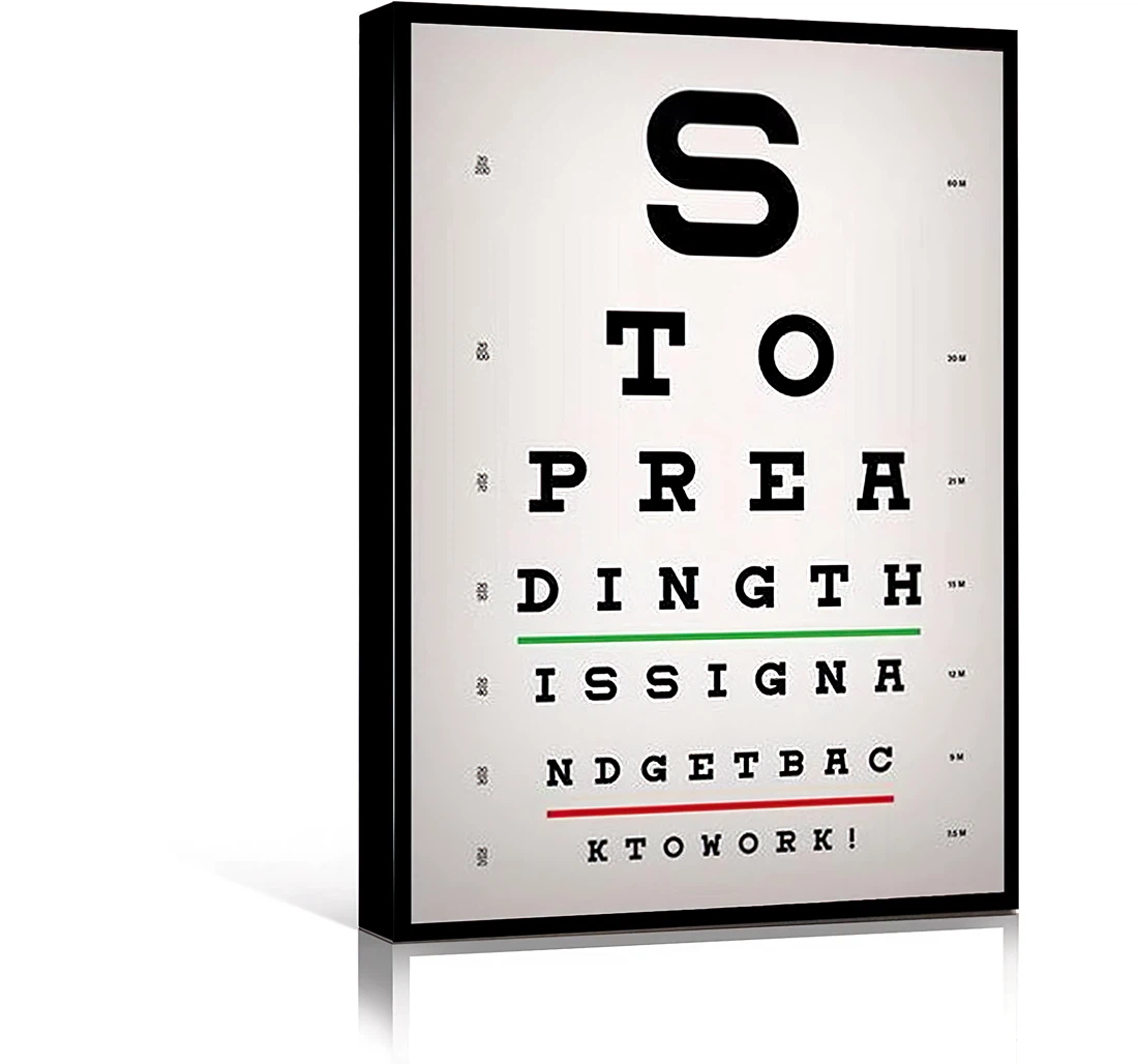 Funny Eye Chart Get Back To Work Printed Poster, Framed Canvas, Wall Art