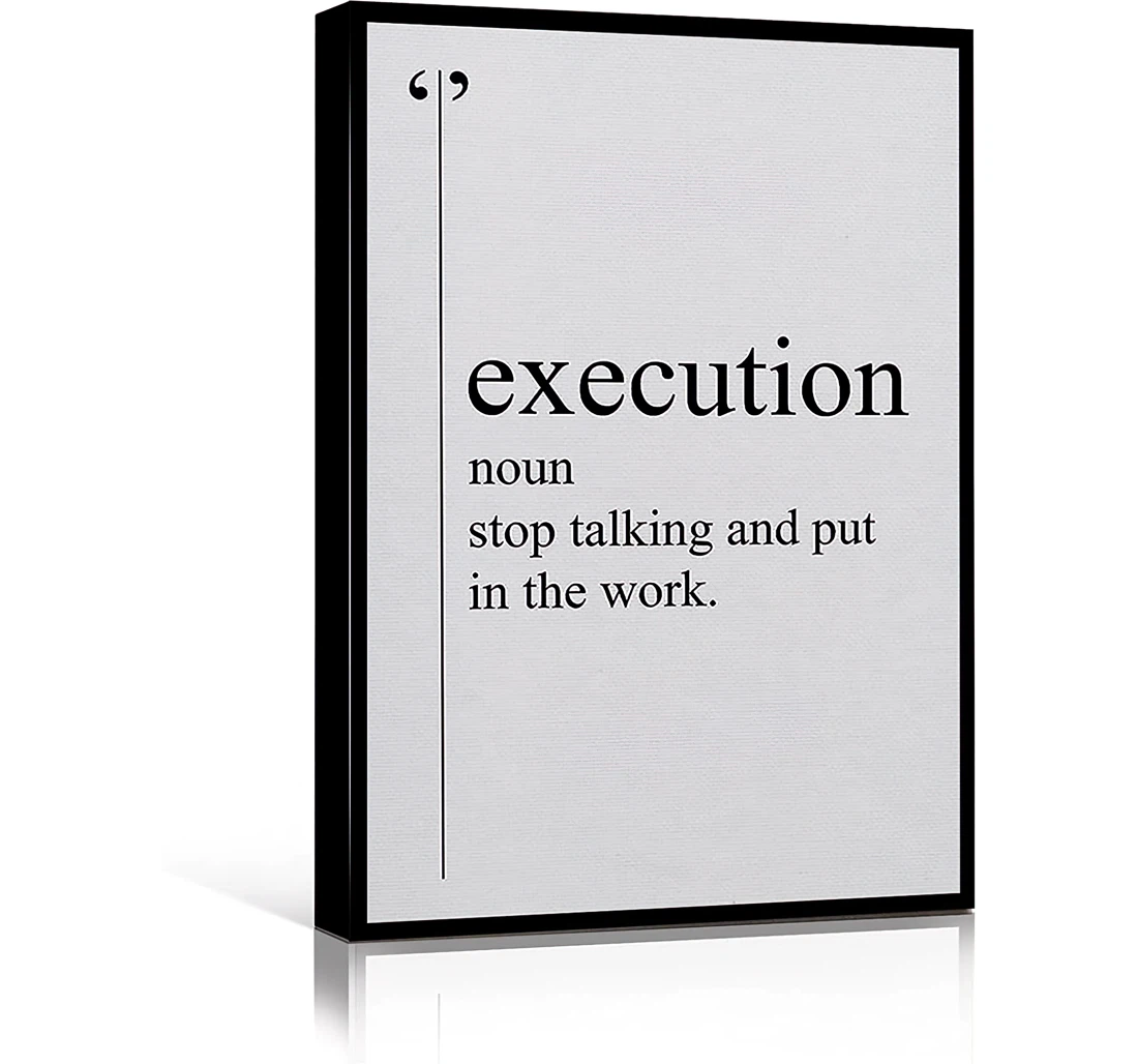 Teen Girls Execution Definition Black And White Dictionary Printed Poster, Framed Canvas, Wall Art