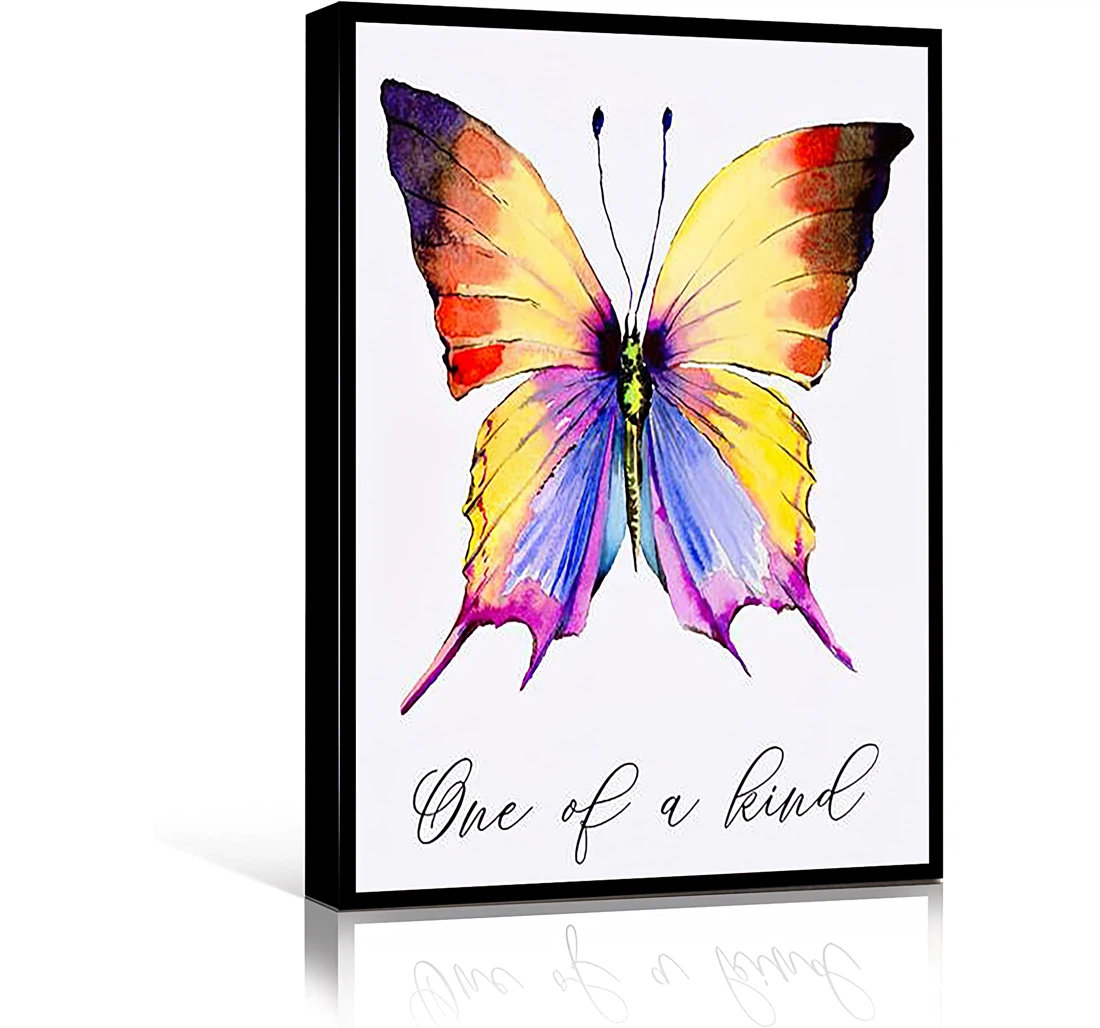 Quotes Condo House Watercolor Butterfly Neutral Printed Poster, Framed Canvas, Wall Art