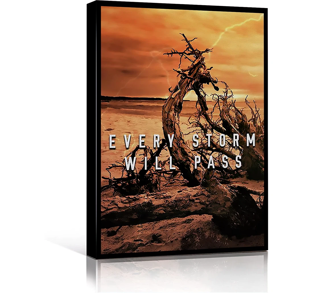Every Storm Will Pass Inspiring Desert Printed Poster, Framed Canvas, Wall Art