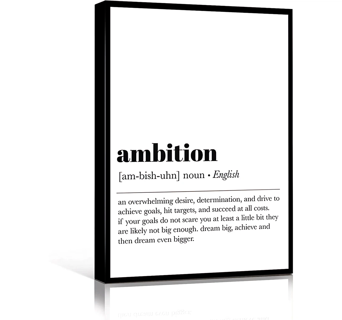 Minimalist Ambition Definition Printed Poster, Framed Canvas, Wall Art