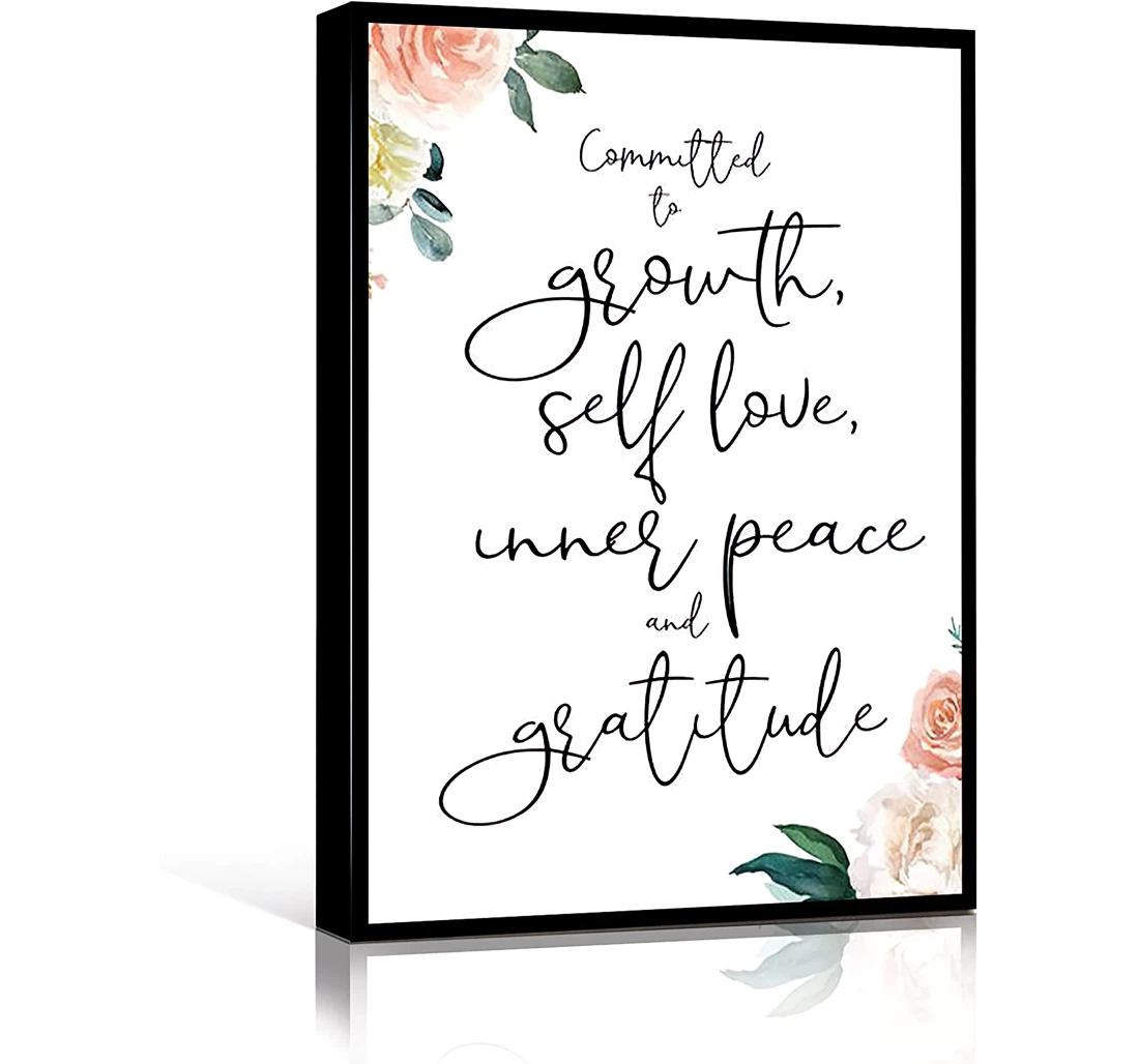 Mens Teen Growth Self Love Inner Peace Gratitude And Cards Strong Woman Empowerment Quotes Printed Poster, Framed Canvas, Wall Art