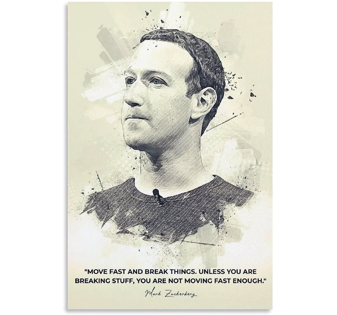 Quotes Mark Zuckerberg Printed Poster, Framed Canvas, Wall Art