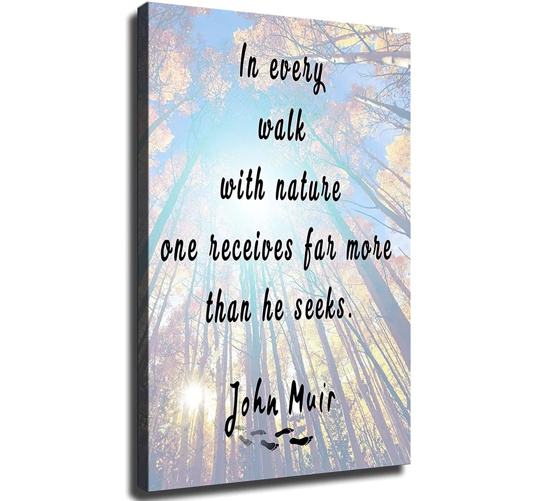 In Every Walk With Nature One Receives Far More Than He Seeks John Muir Famous Printed Poster, Framed Canvas, Wall Art