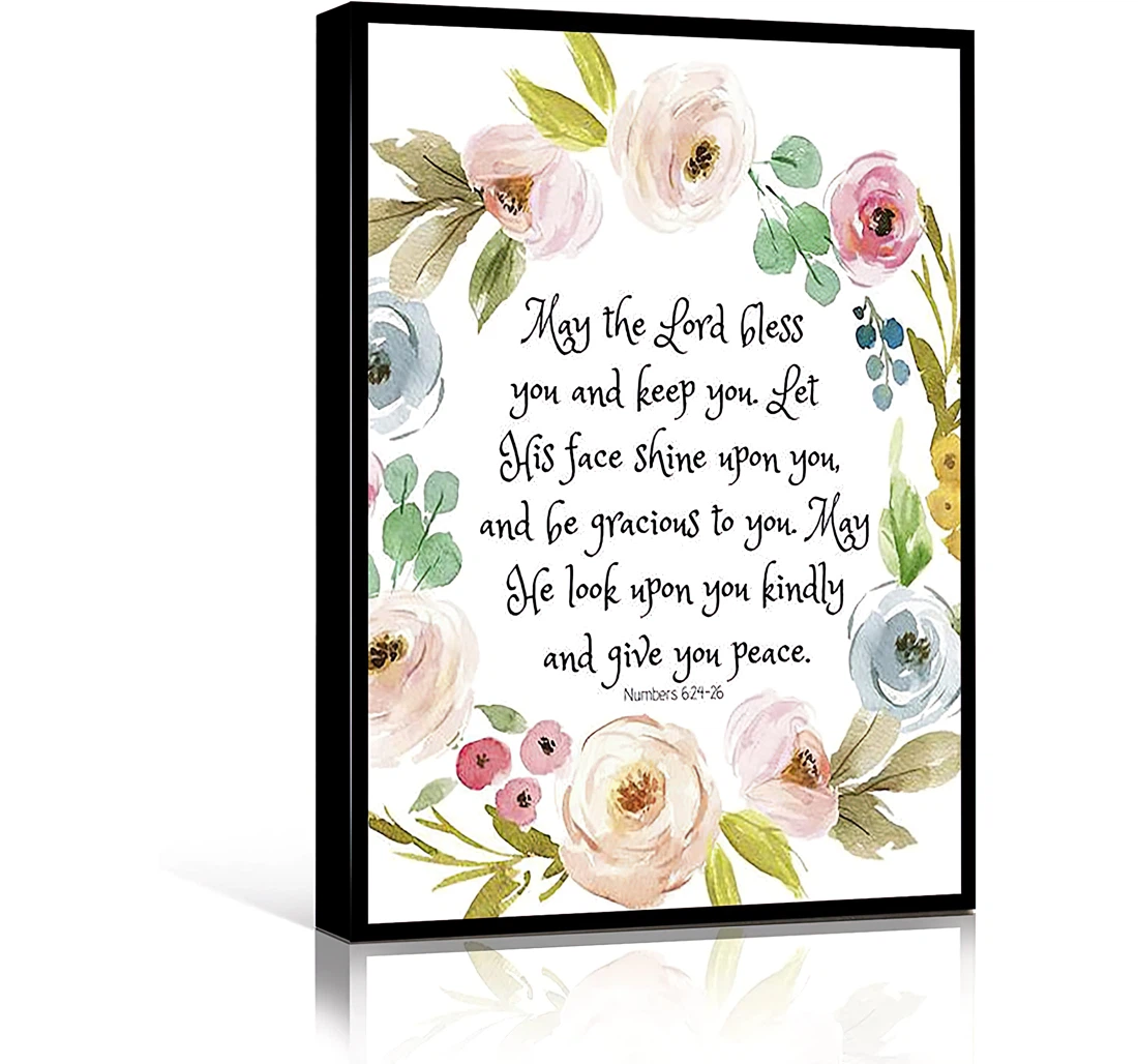 Mens Boys Quotes May The Lord Bless You And Keep You Numbers Bible Verse Christian Printed Poster, Framed Canvas, Wall Art