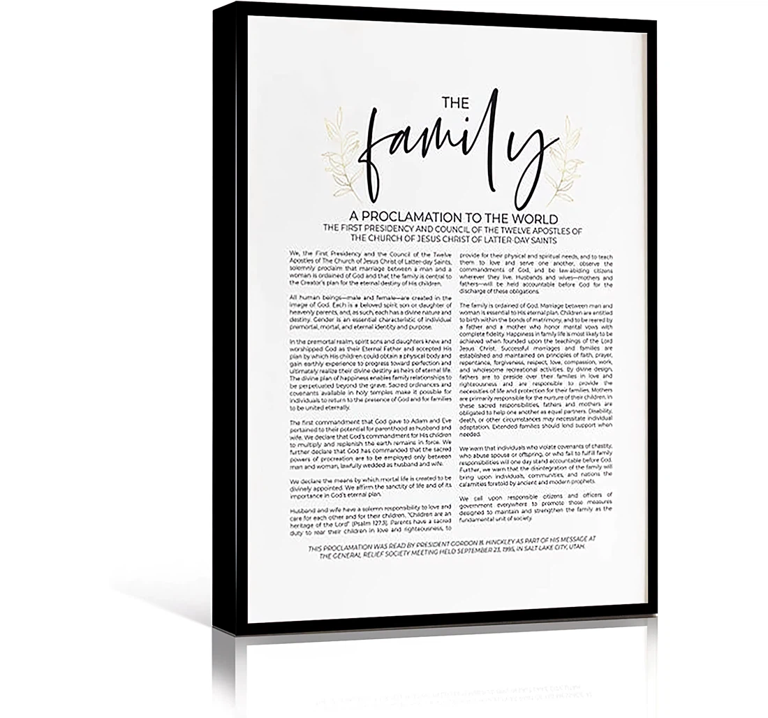 Large Quotes The Family Proclamation Family Proclamation Printed Poster, Framed Canvas, Wall Art