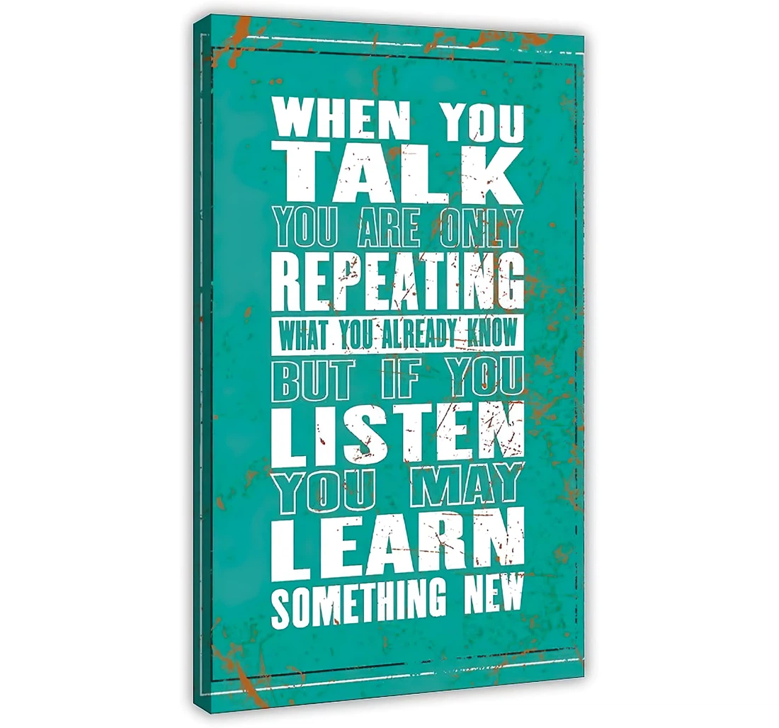 School Kidsroom Quotes 'when You Talk' Off Printed Poster, Framed Canvas, Wall Art