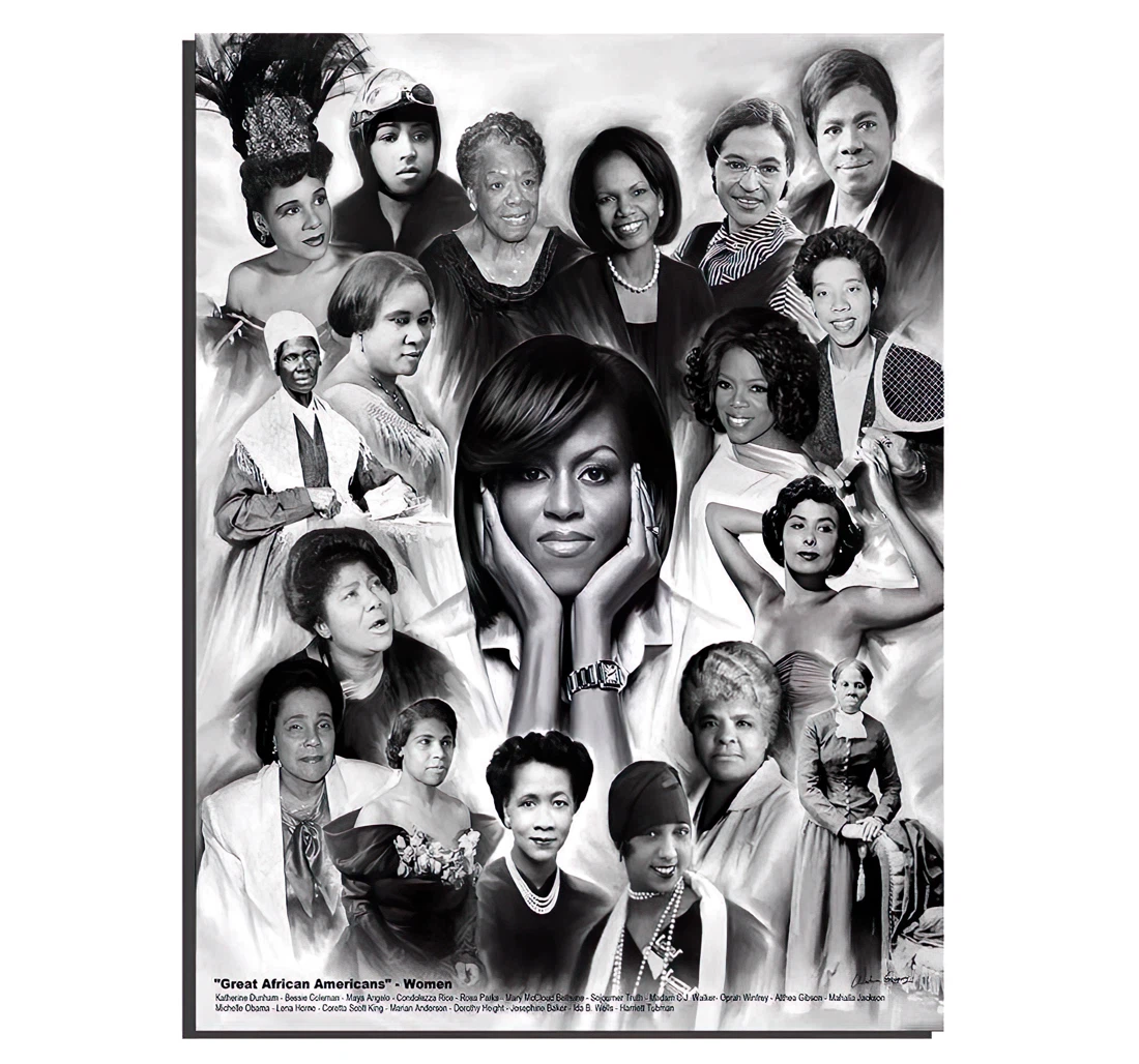 Great African American Women Michelle Obama Mural Printed Poster, Framed Canvas, Wall Art