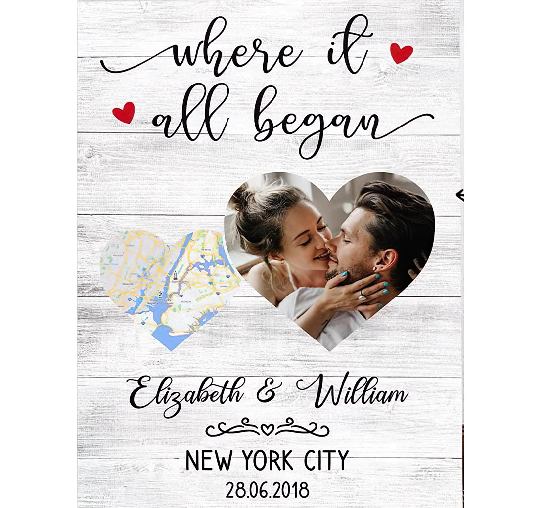 Where It All Began Personalize Gifts Husband Wife Printed Poster, Framed Canvas, Wall Art