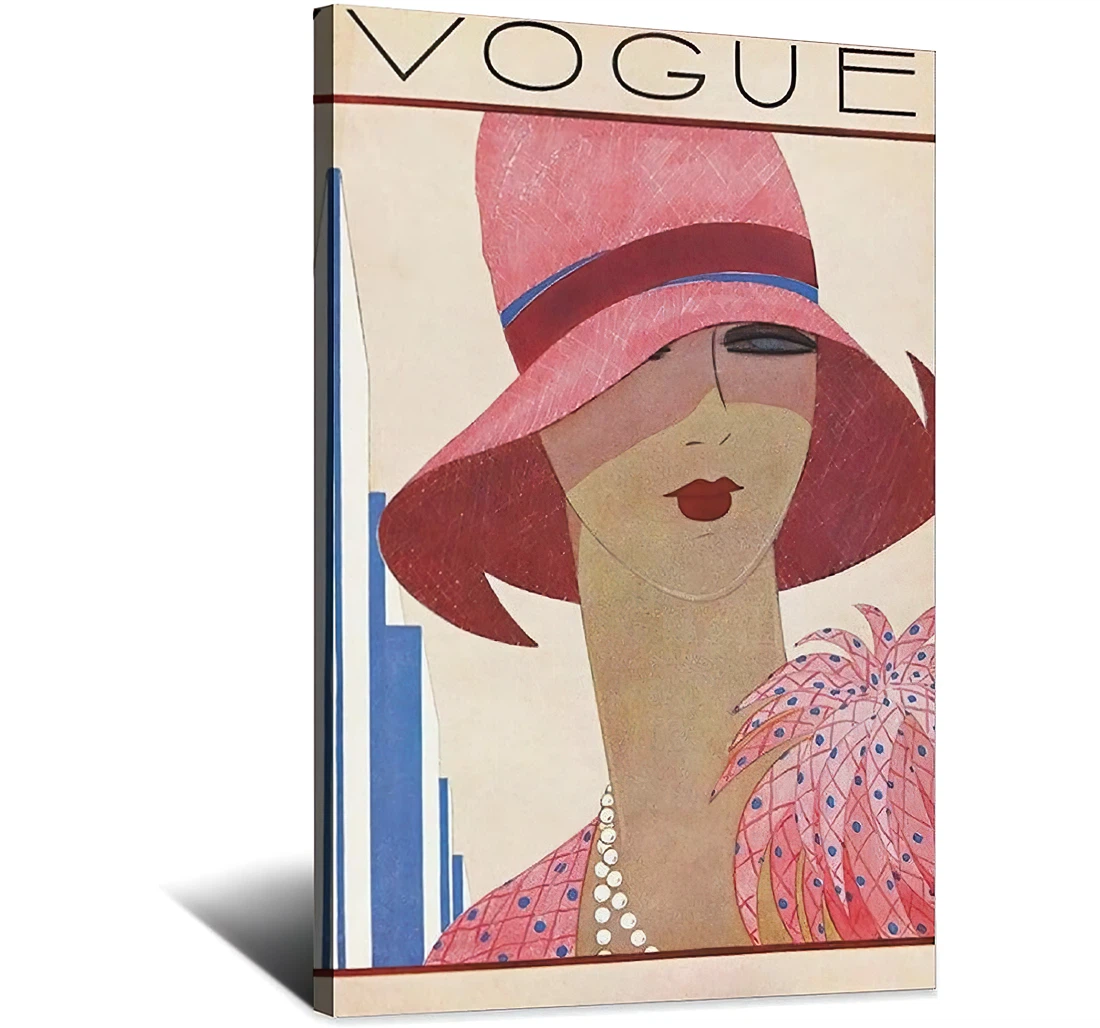 Vintage Pink Vintage Vogue Covers Hd Printed Poster, Framed Canvas, Wall Art