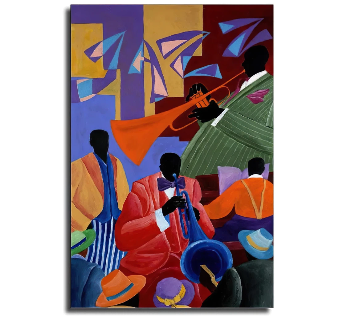 Jazz Music African American Black Fok Aesthetics Hanging Printed Poster, Framed Canvas, Wall Art